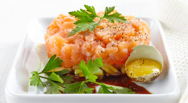 Tartare de saumon et pomme verte