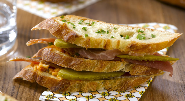 Recette Jambon/beurre façon millefeuille