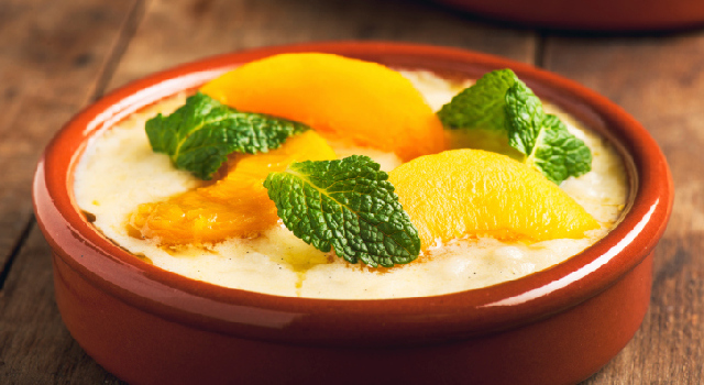 Riz au lait aux pêches