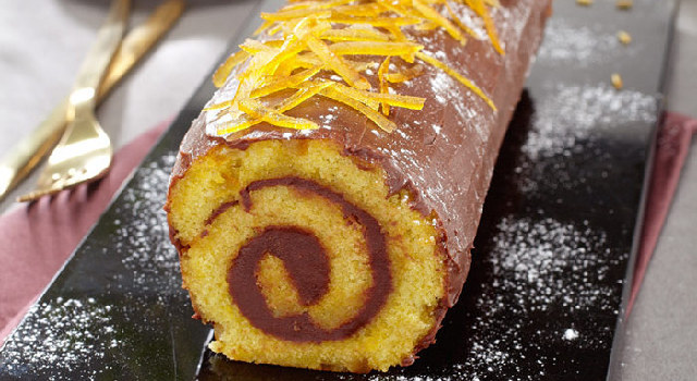Bûche a l’orange au chocolat et mascarpone