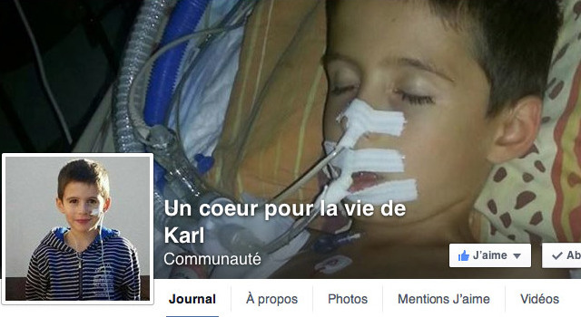 Un appel sur Facebook pour sauver Karl, 9 ans, en attente d'une transplantation cardiaque