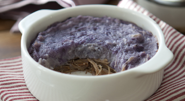 Parmentier canard et vitelotte
