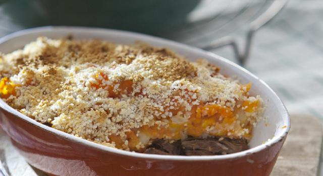 Parmentier de carotte et joue de boeuf