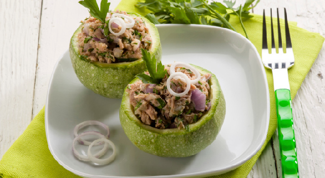 Courgettes rondes farcies à la mousse de sardine