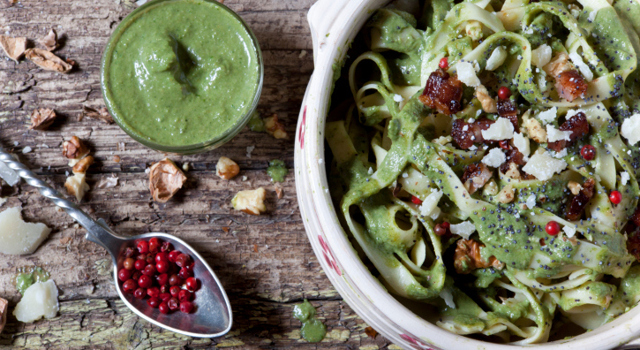 Tagliatelles de moules au pesto