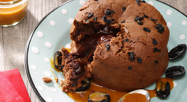 Fondant au chocolat et olives noires