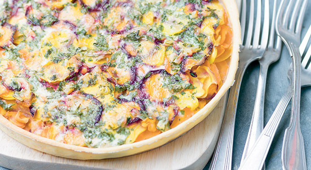 Tarte aux carottes, citron confit et coriandre