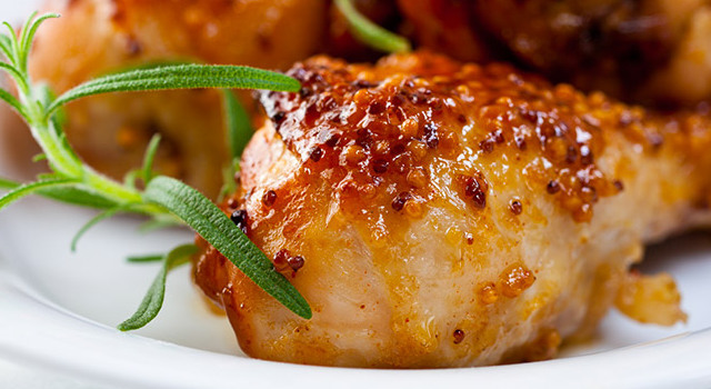 Poulet à la moutarde à l'ancienne et purée de patates douces