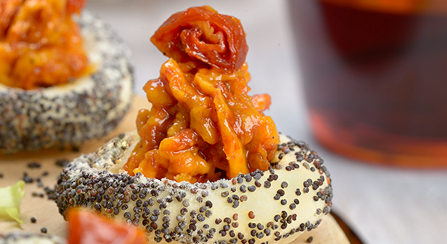 Nuages de pâte brisée & mousse de tomates séchées