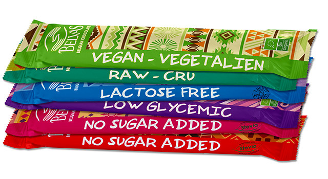 Des barres chocolatées bio, sans lactose, sans sucre ajouté et vegan