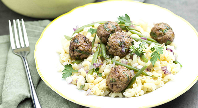 Pastasotto et ses boulettes de boeuf à la moutarde