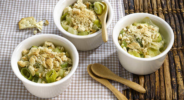 Crumble de poireaux cocotte