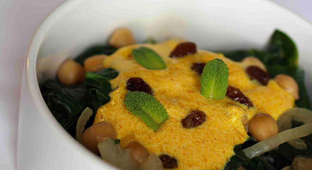 Epinards et Pois Chiches à l'Oriental