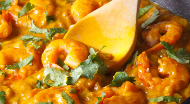Gambas exotiques au curcuma