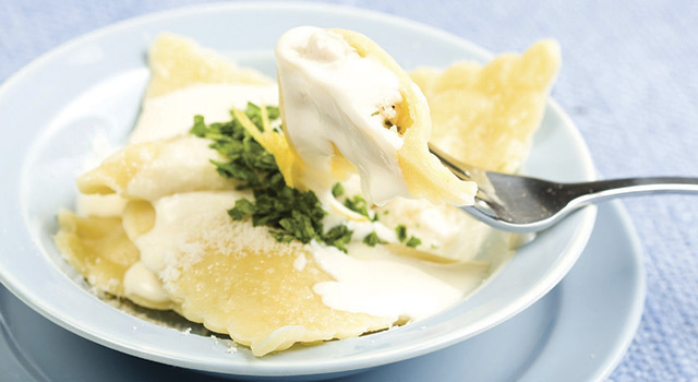 Raviolis & crema de Gran Gusto