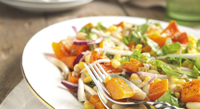 Salade de butternut, maïs et poivron