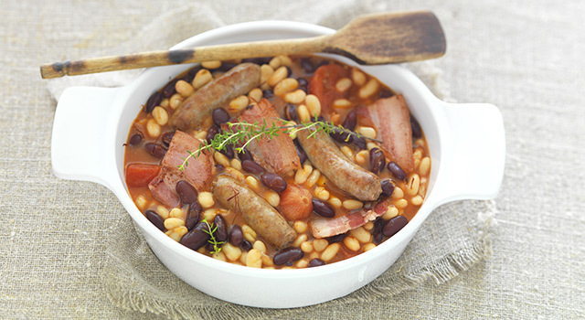 Cassoulet de haricots rouges et haricots blancs aux épices douces