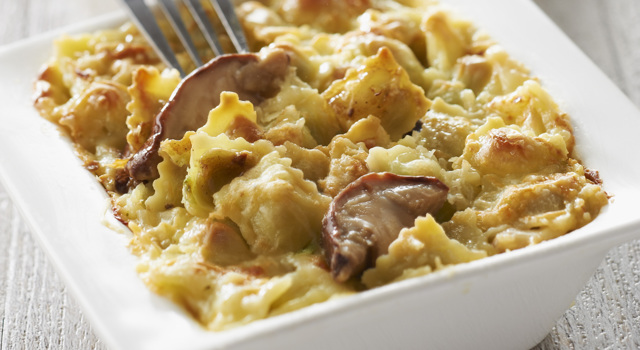 Gratin de ravioles aux cèpes
