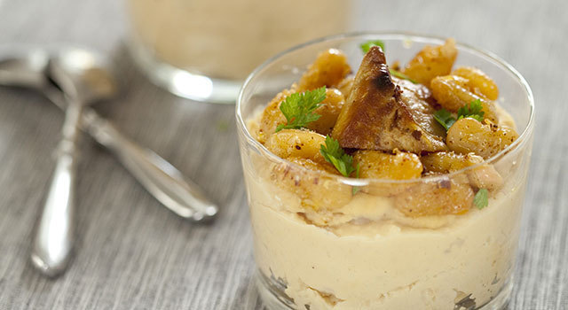 Verrines crousti-fondantes de Haricots Tarbais au foie gras
