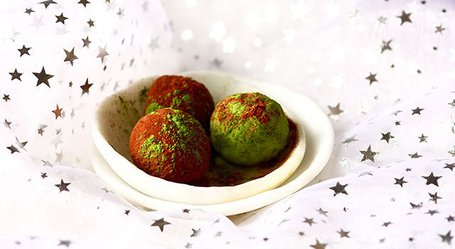 Truffes chocolat noir, orange douce & pistache