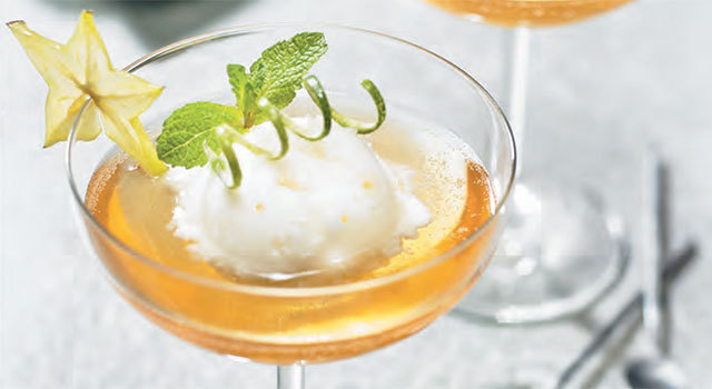 Nage de sorbet citron pétillant