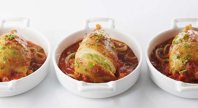 Encornets farcis aux ravioles du Dauphiné et aux tomates