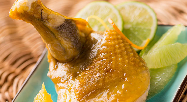 Cuisses de pintade au citron vert et vinaigre balsamique