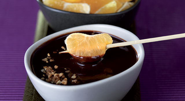 Fondue de clémentine aux deux chocolats
