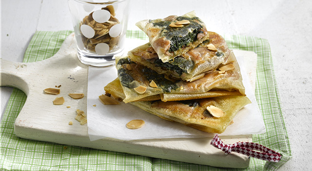 Bricks épinard-jambon-amandes