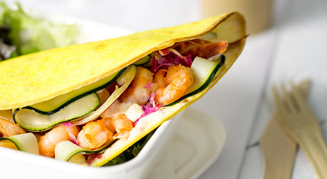 Tacos à la crème aux épices et aux crevettes
