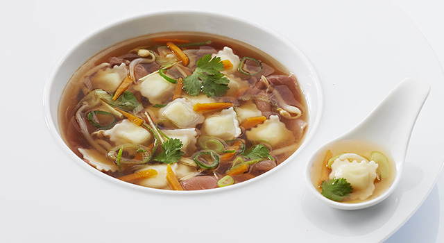 Pho froid vietnamien et ses ravioles au chèvre