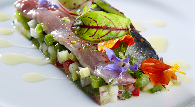 Ceviche de sardines légumes marines minute, kumbawa